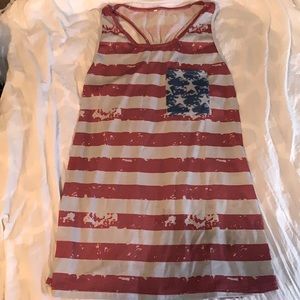 Brand Unknown: American Flag Long Tank Top! Size: L